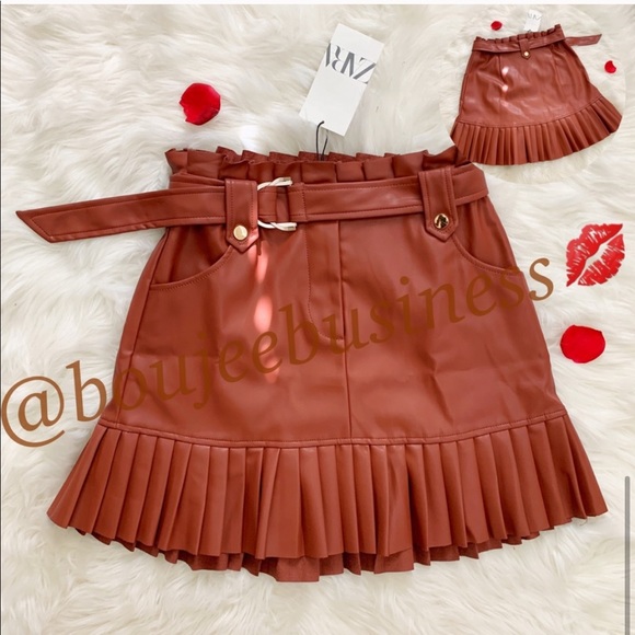 ZARA Pleated Faux Leather Mini Skirt - Picture 8 of 8